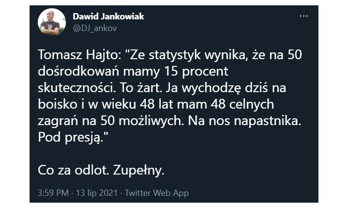 KOMICZNA WYPOWIEDŹ Tomasza Hajto! Porównał siebie do...